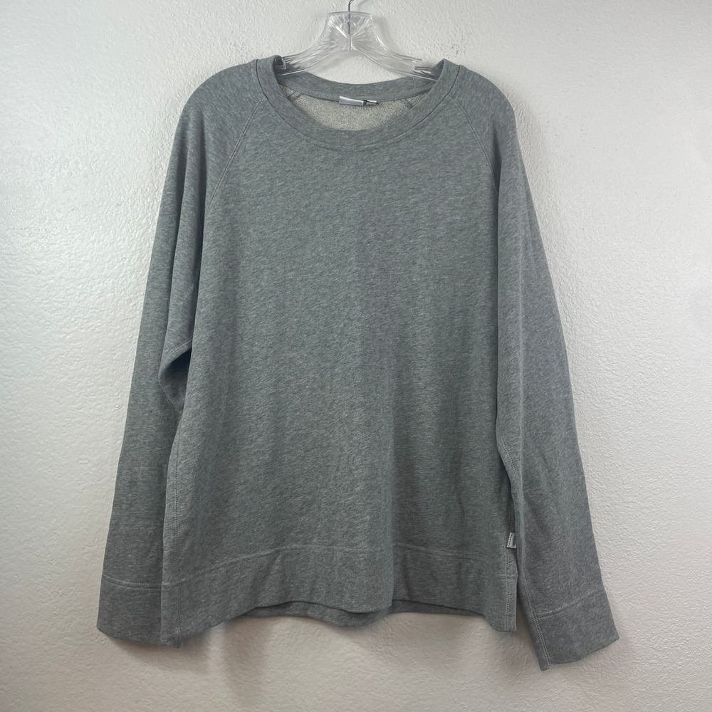 Onia Mens Raglan Crewneck Sweatshirt Heather Gray 100% Cotton French Terry L